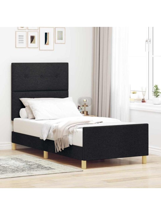 Voodi raam peaga must 80 x 200 cm kangas