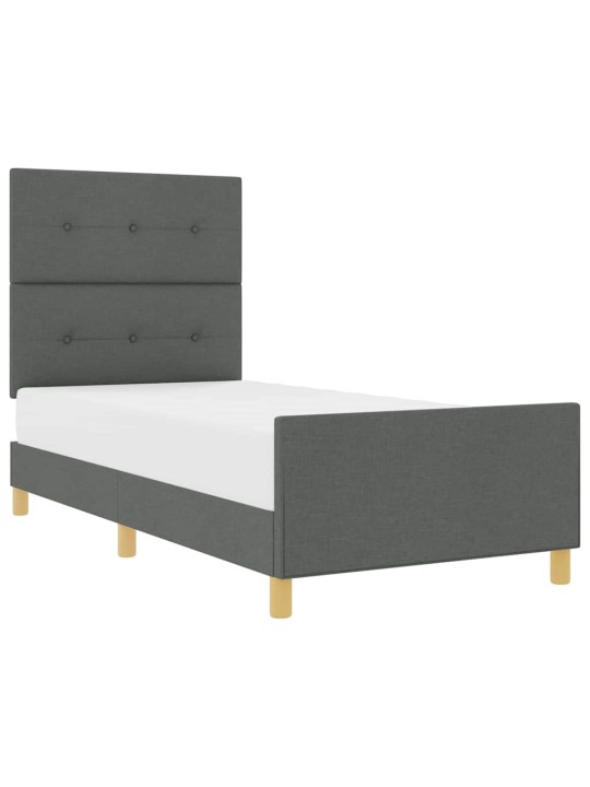 Voodi raam peaga tumehall 90 x 200 cm kangas