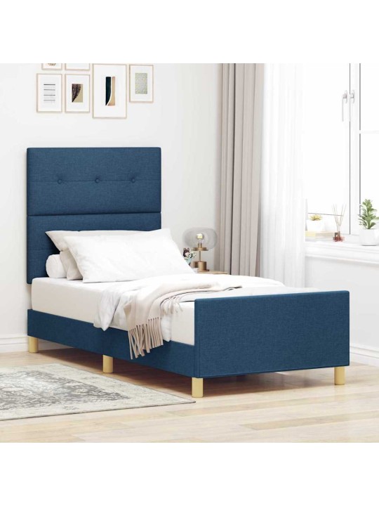 Voodi raam peaga sinine 90 x 200 cm kangas