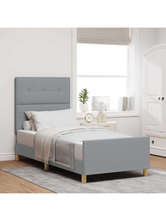 Voodi raam peaga helehall 100 x 200 cm kangas