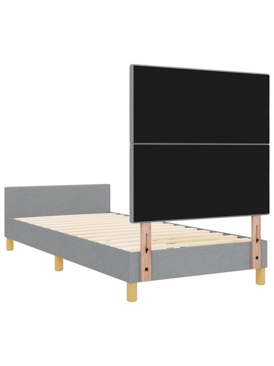Voodi raam peaga helehall 100 x 200 cm kangas