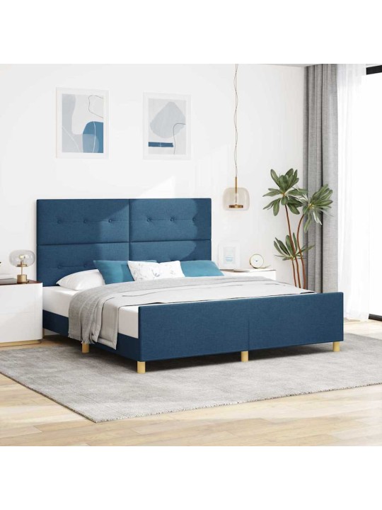 Voodi raam peaga sinine 180 x 200 cm kangas