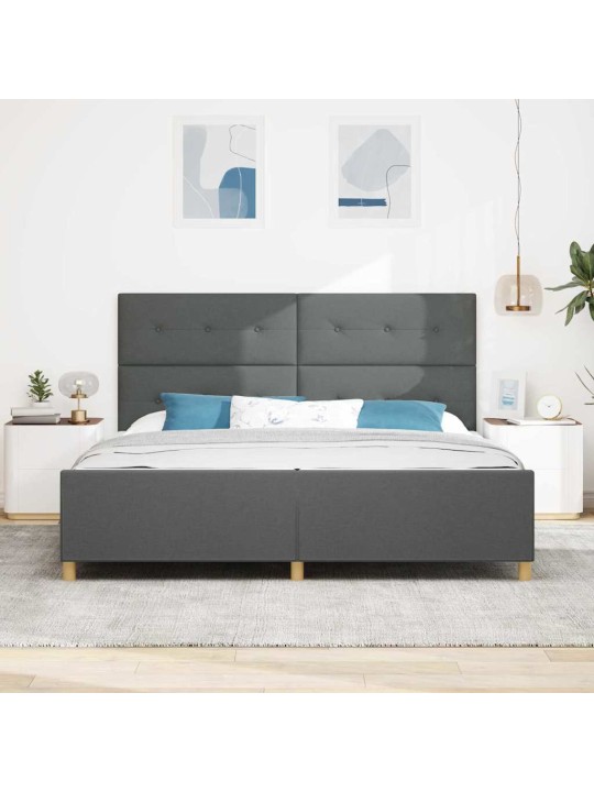 Voodi raam peaga tumehall 200 x 200 cm kangas
