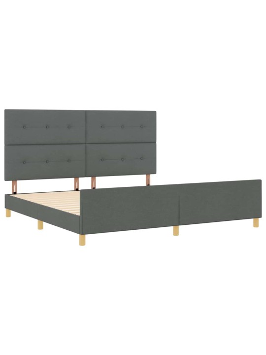 Voodi raam peaga tumehall 200 x 200 cm kangas