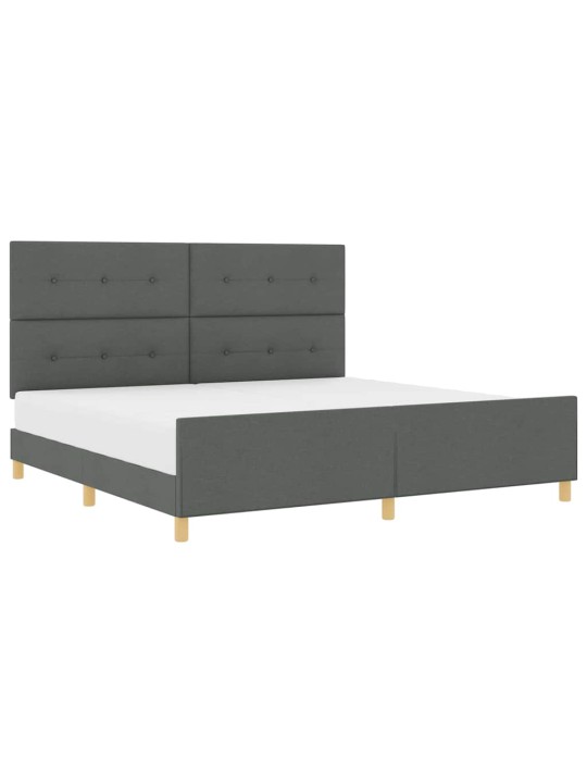 Voodi raam peaga tumehall 200 x 200 cm kangas