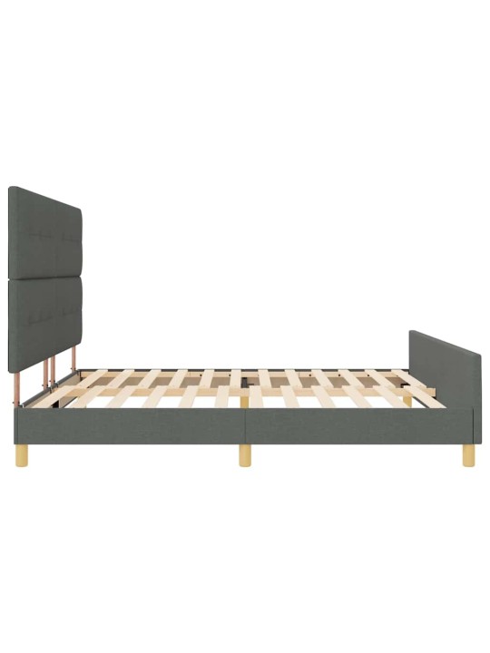 Voodi raam peaga tumehall 200 x 200 cm kangas