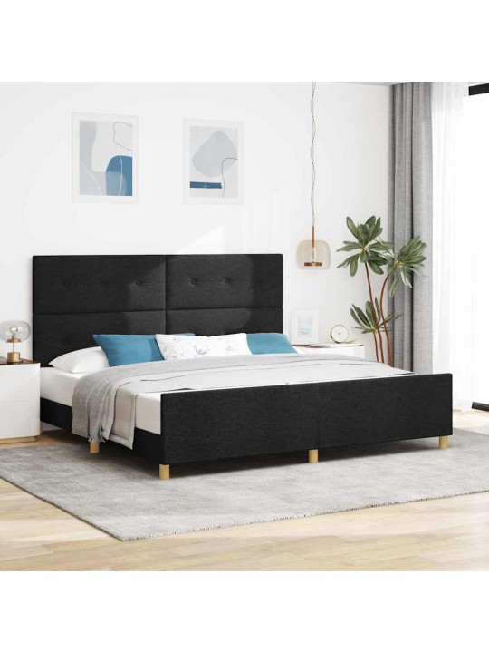 Voodi raam peaga must 200 x 200 cm kangas
