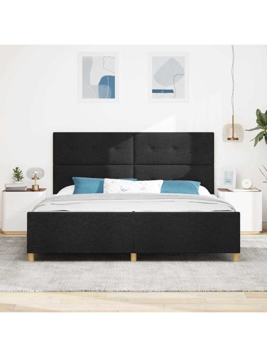 Voodi raam peaga must 200 x 200 cm kangas