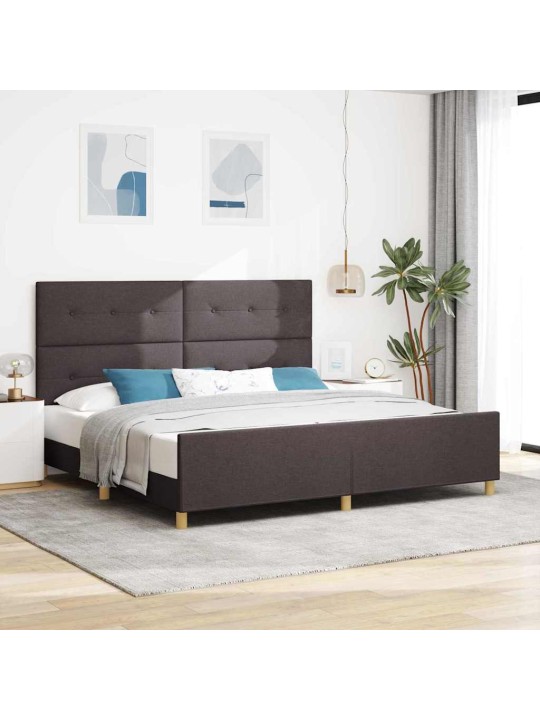 Voodi raam peaga tumepruun 200 x 200 cm kangas