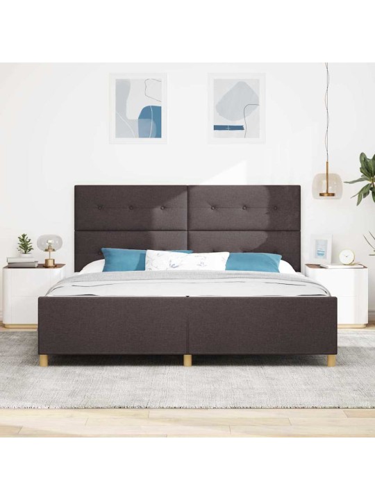 Voodi raam peaga tumepruun 200 x 200 cm kangas