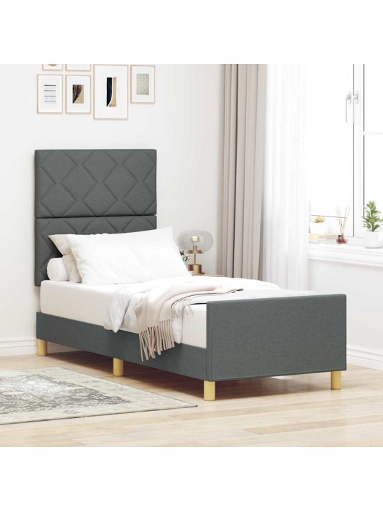 Voodi raam peaga tumehall 80 x 200 cm kangas