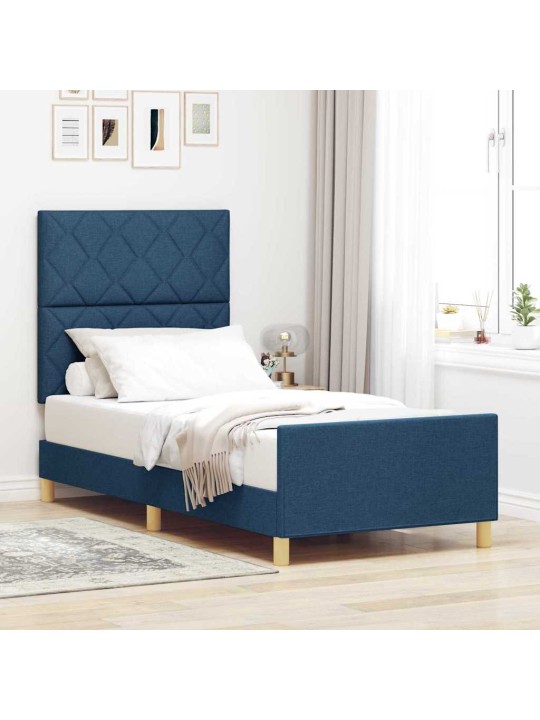 Voodi raam peaga sinine 90 x 190 cm kangas