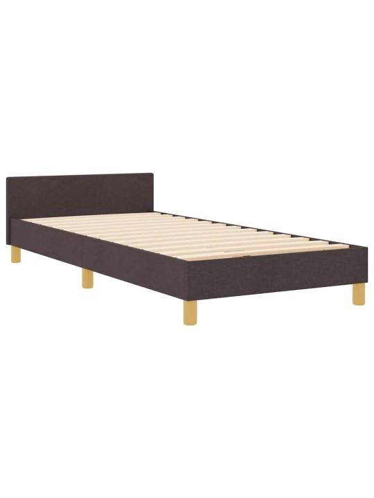 Voodi raam peaga tumepruun 90 x 200 cm kangas