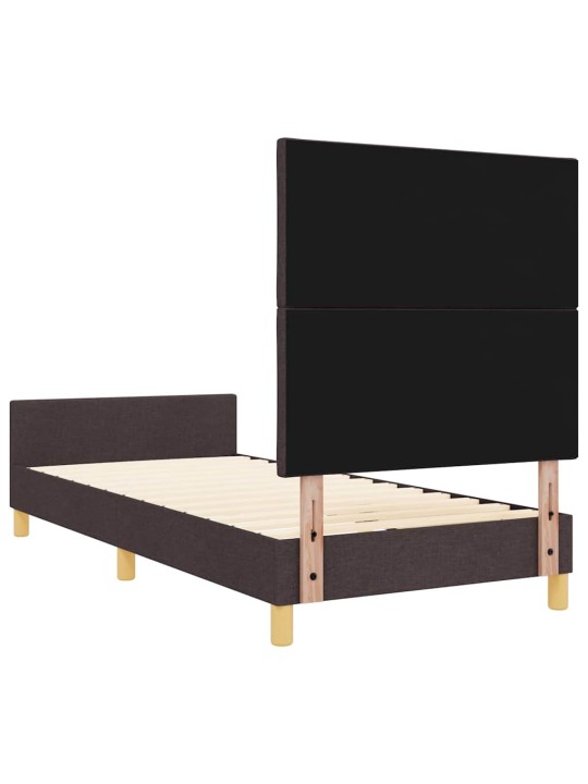 Voodi raam peaga tumepruun 90 x 200 cm kangas