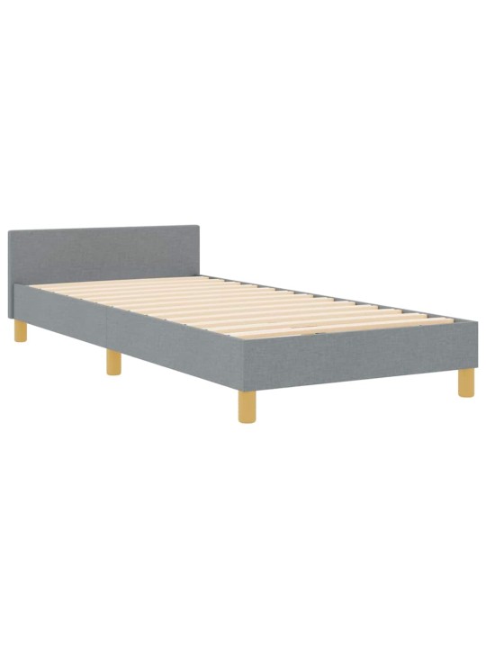Voodi raam peaga helehall 100 x 200 cm kangas
