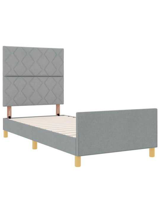 Voodi raam peaga helehall 100 x 200 cm kangas