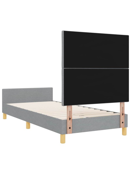 Voodi raam peaga helehall 100 x 200 cm kangas