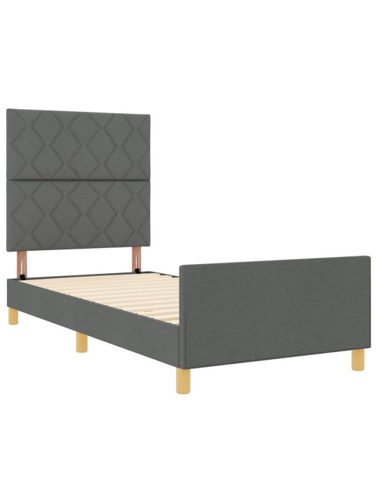 Voodi raam peaga tumehall 100 x 200 cm kangas