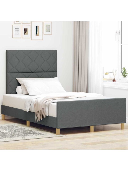 Voodi raam peaga tumehall 120 x 200 cm kangas