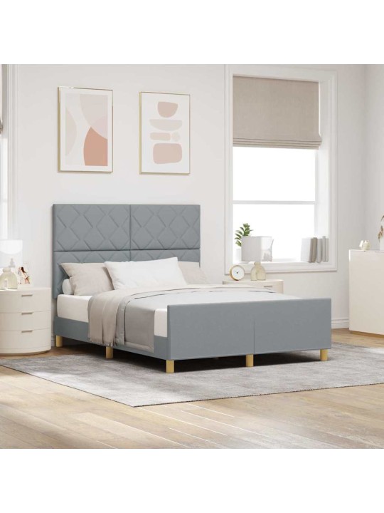 Voodi raam peaga helehall 140 x 190 cm kangas