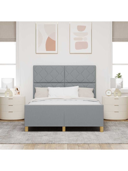 Voodi raam peaga helehall 140 x 190 cm kangas