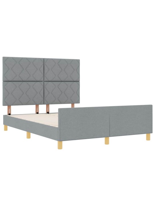 Voodi raam peaga helehall 140 x 190 cm kangas