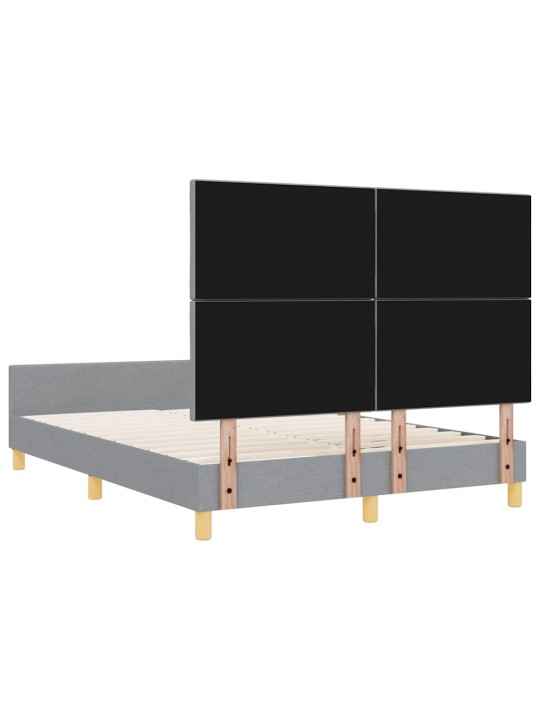 Voodi raam peaga helehall 140 x 190 cm kangas