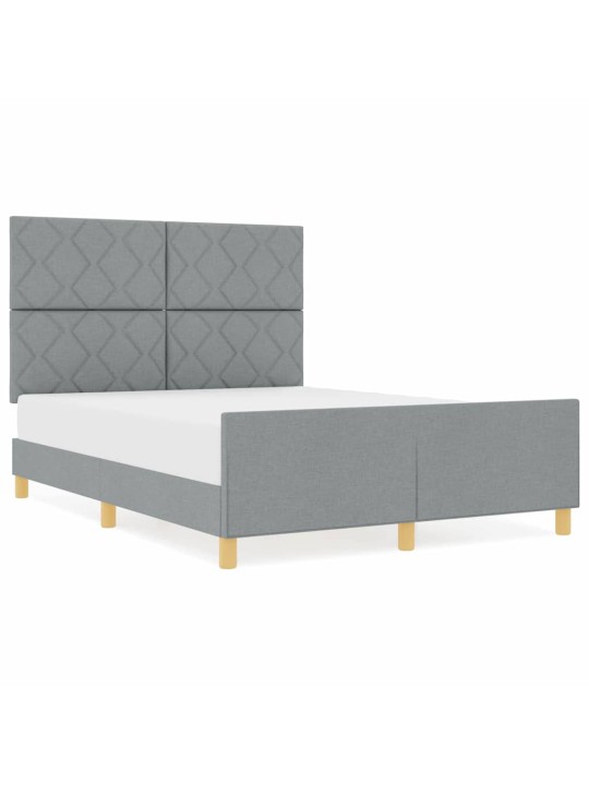 Voodi raam peaga helehall 140 x 190 cm kangas