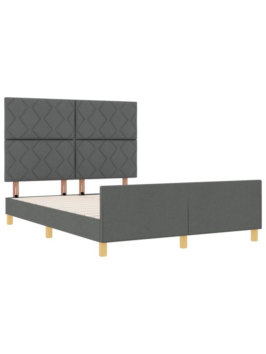 Voodi raam peaga tumehall 140 x 190 cm kangas