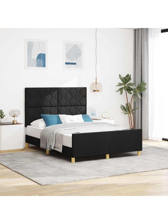 Voodi raam peaga must 140 x 190 cm kangas