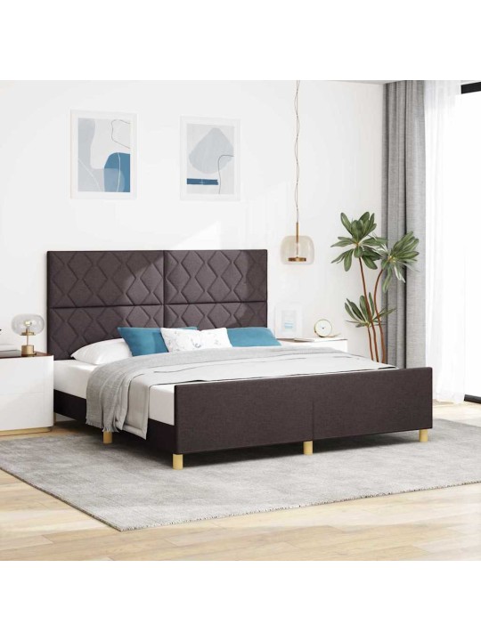 Voodi raam peaga tumepruun 180 x 200 cm kangas