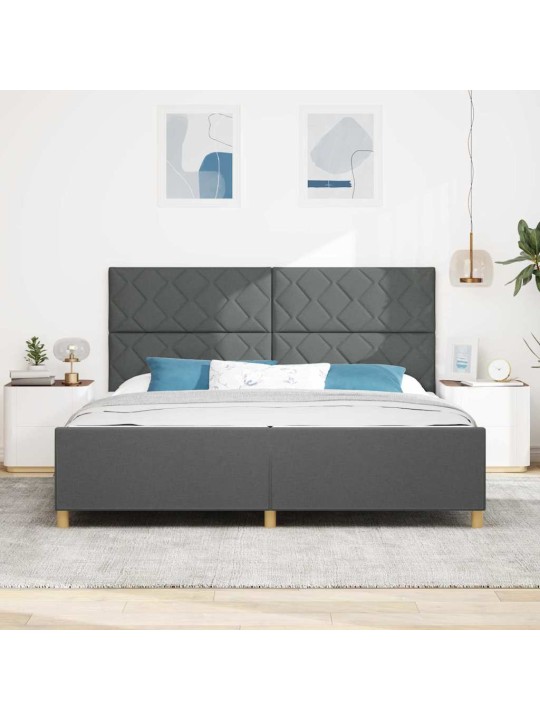 Voodi raam peaga tumehall 200 x 200 cm kangas