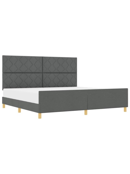Voodi raam peaga tumehall 200 x 200 cm kangas