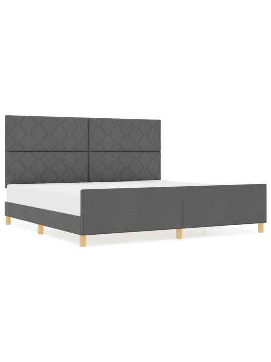 Voodi raam peaga tumehall 200 x 200 cm kangas