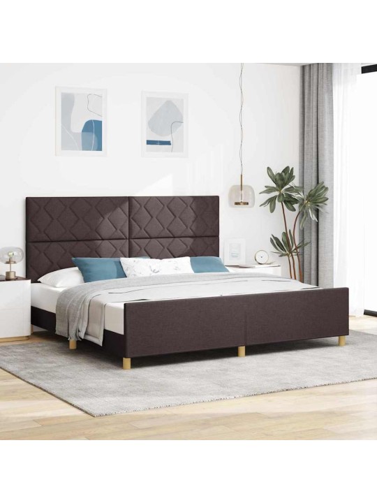 Voodi raam peaga tumepruun 200 x 200 cm kangas