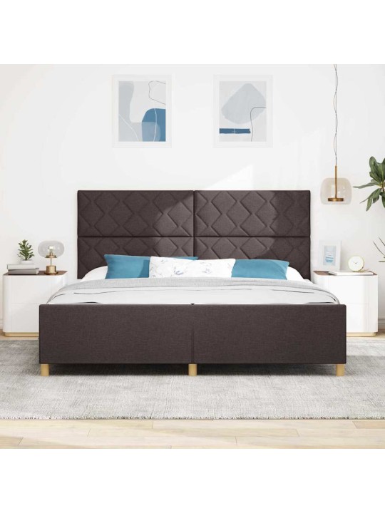 Voodi raam peaga tumepruun 200 x 200 cm kangas
