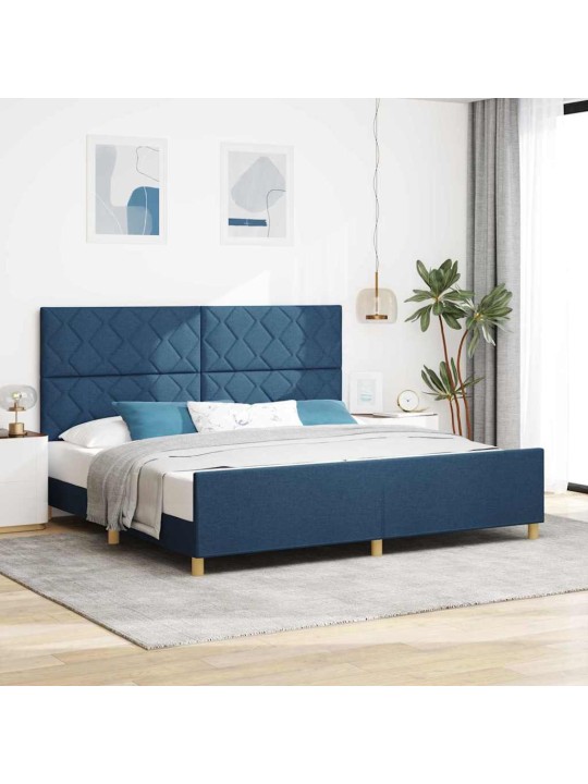 Voodi raam peaga sinine 200 x 200 cm kangas