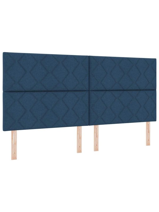 Voodi raam peaga sinine 200 x 200 cm kangas
