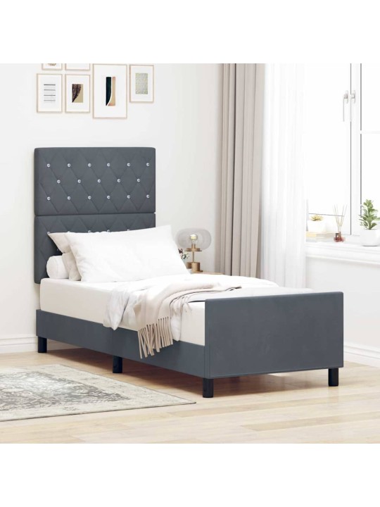 Voodi raam peaga tumehall 80 x 200 cm samet