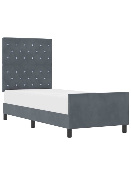 Voodi raam peaga tumehall 80 x 200 cm samet
