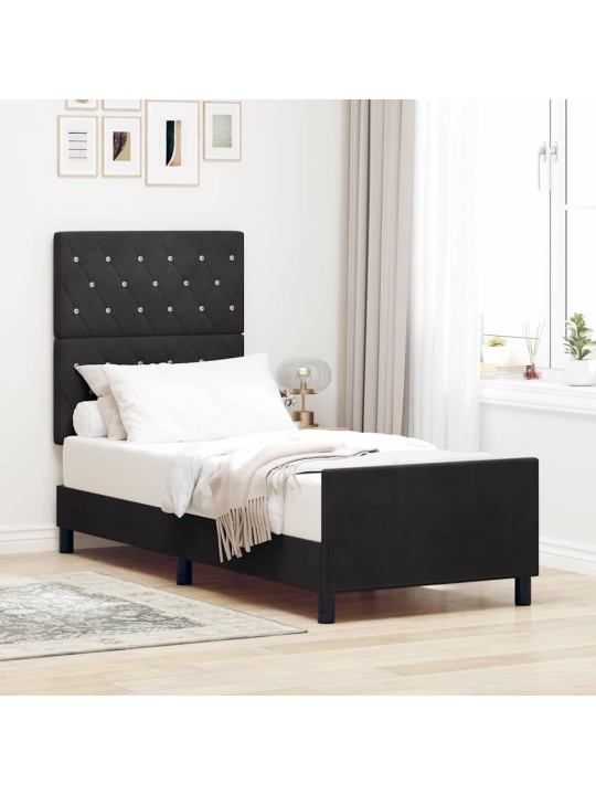 Voodi raam peaga must 80 x 200 cm samet