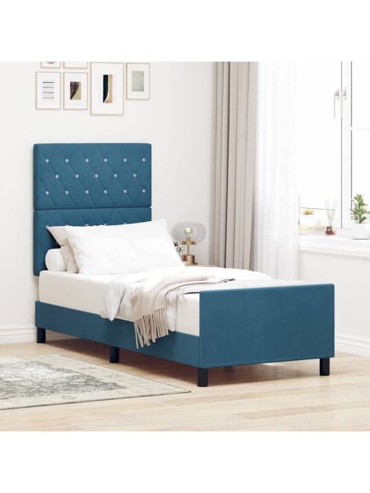 Voodi raam peaga tumesinine 80 x 200 cm samet