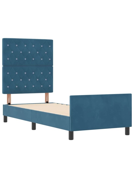 Voodi raam peaga tumesinine 80 x 200 cm samet