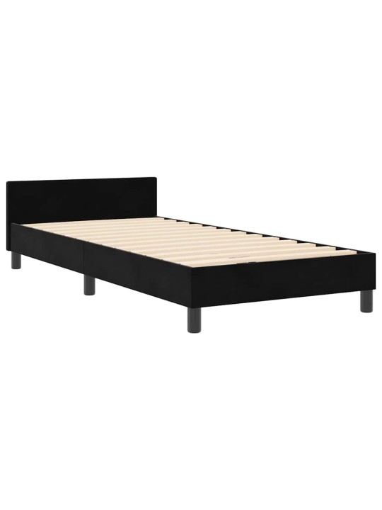 Voodi raam peaga must 90 x 190 cm samet
