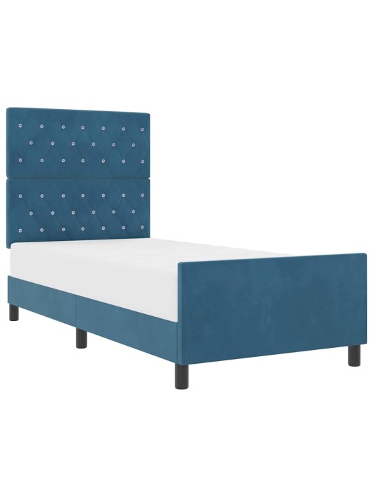 Voodi raam peaga tumesinine 90 x 190 cm samet