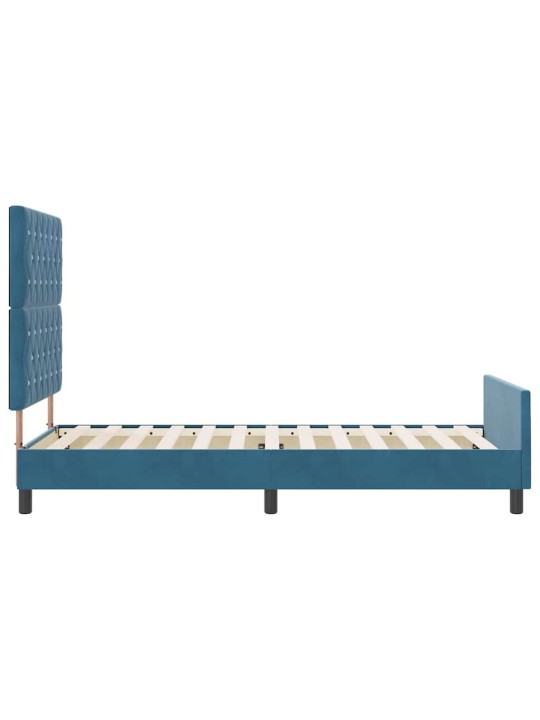 Voodi raam peaga tumesinine 90 x 190 cm samet