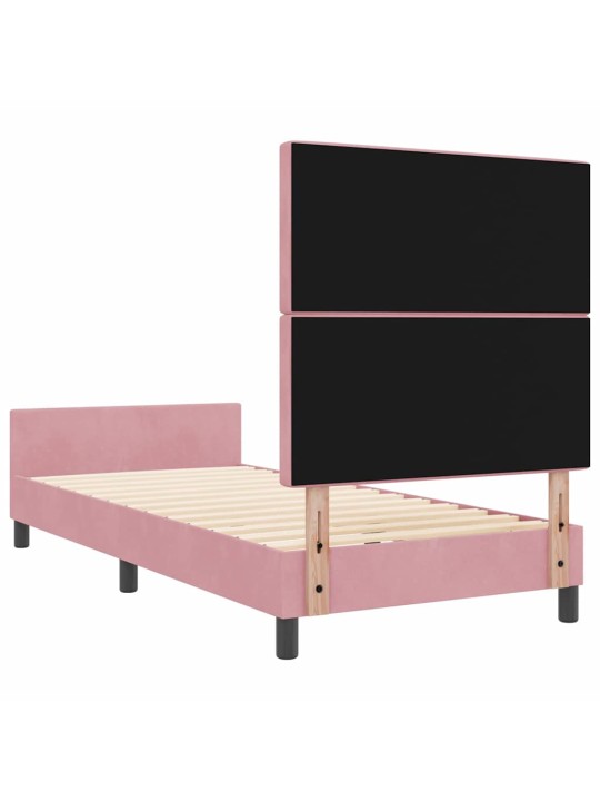 Voodi raam peaga roosa 90 x 190 cm samet