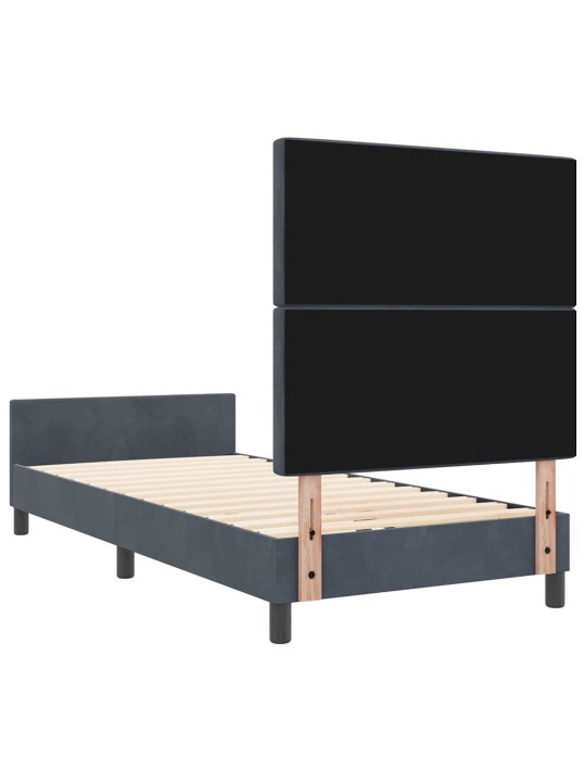 Voodi raam peaga tumehall 90 x 200 cm samet