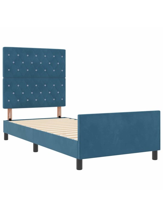 Voodi raam peaga tumesinine 90 x 200 cm samet