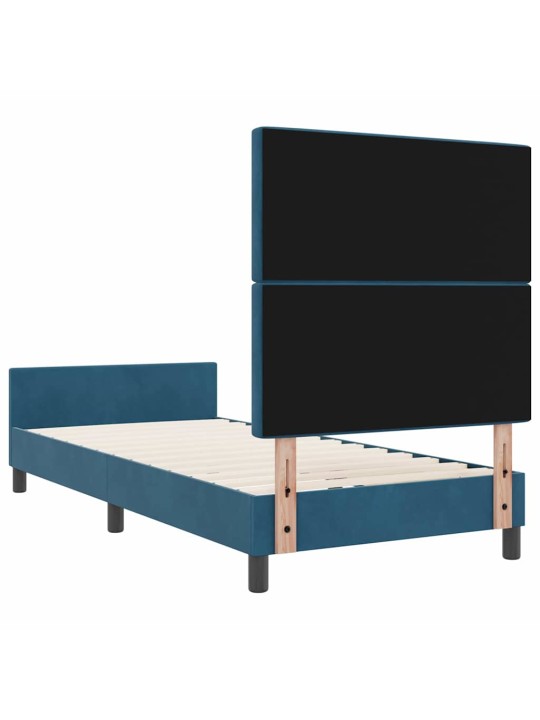 Voodi raam peaga tumesinine 90 x 200 cm samet
